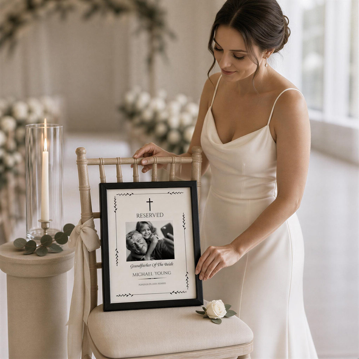 Personalized Memorial Wedding Chair Sign, Grandfather Tribute Poster (Digital Download)