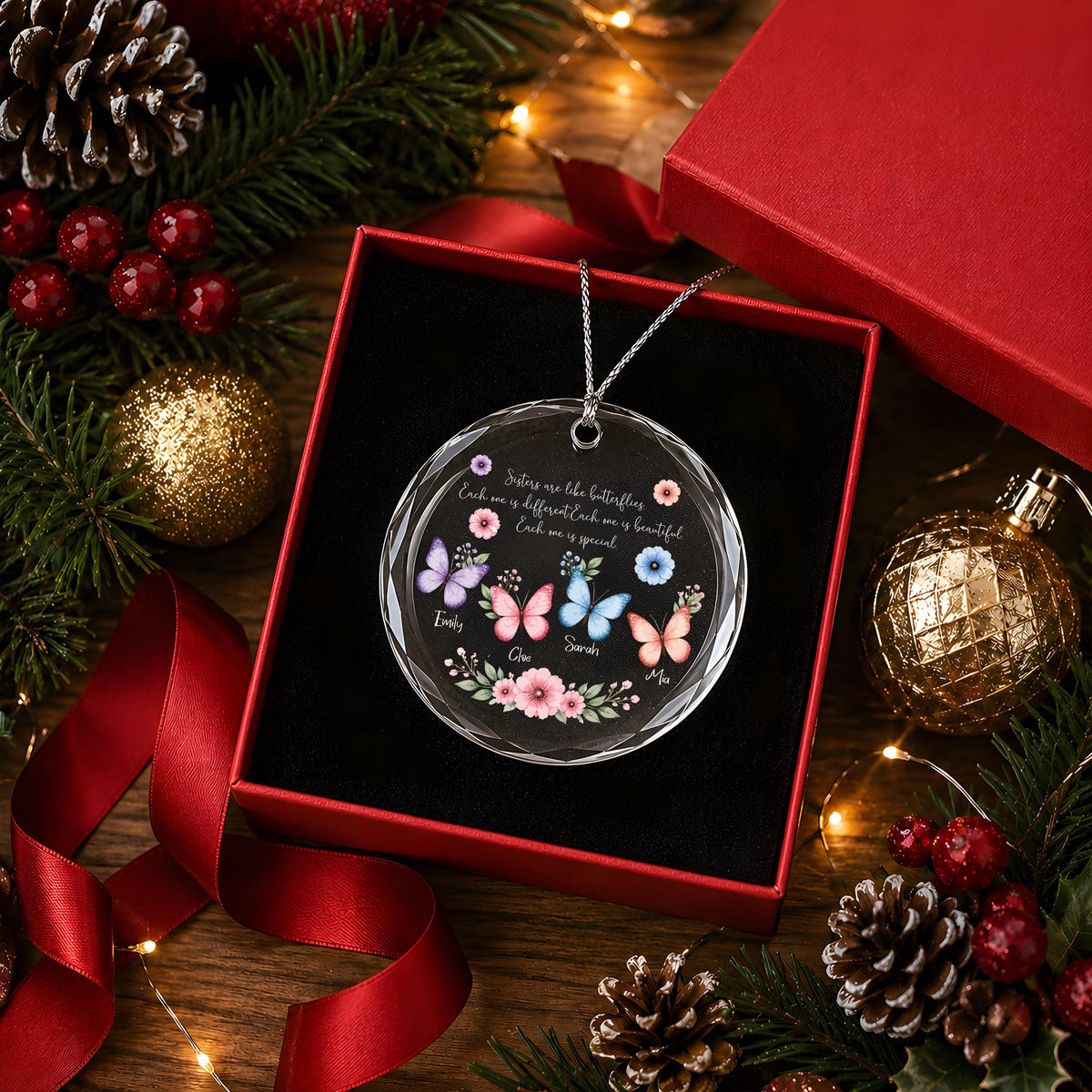 Custom Sister Ornament, Personalized Butterfly Christmas Ornament, Sisters Are Like Butterflies Gift