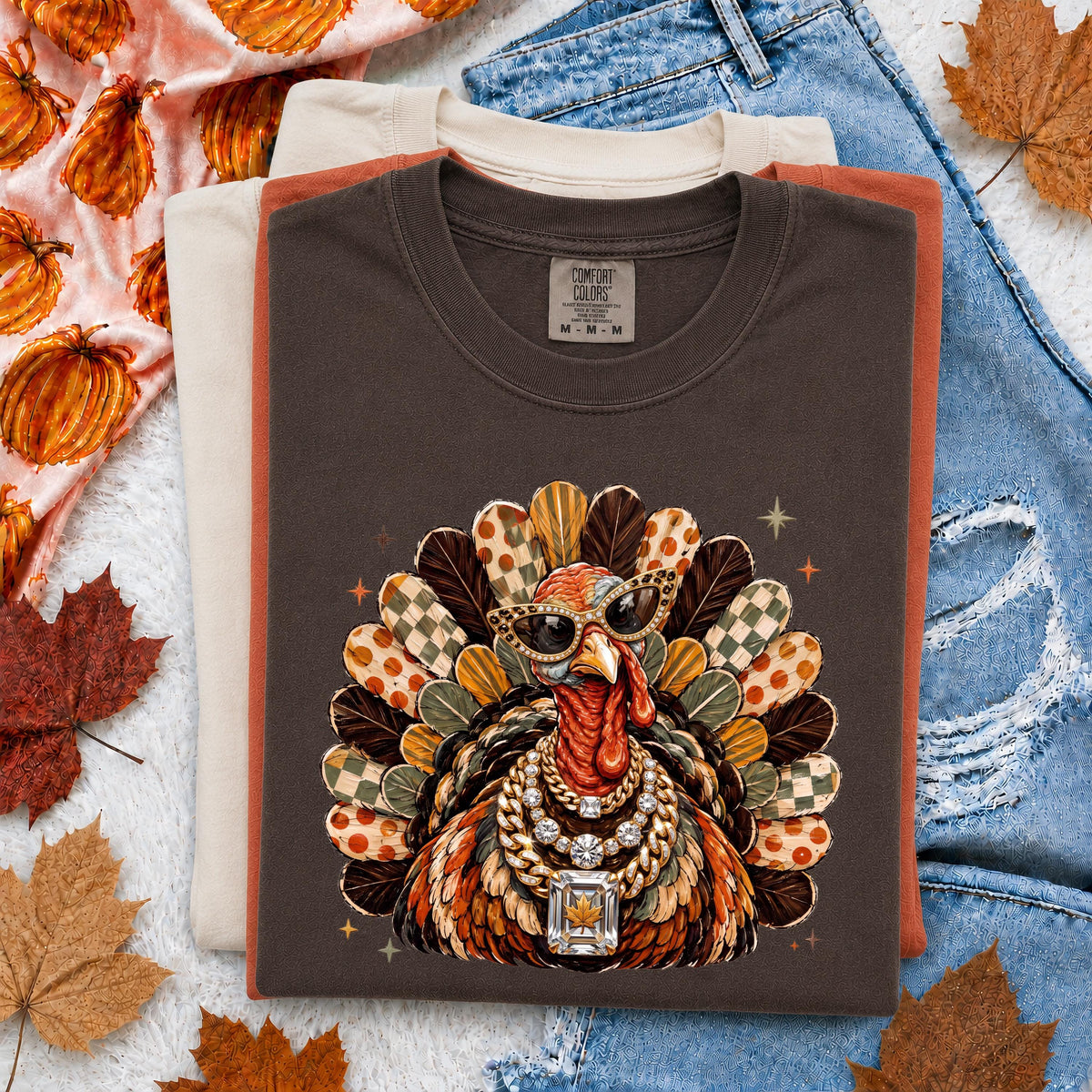Glam Turkey Comfort Colors® T-Shirt, Turkey with Leopard Glasses Shirt, Thanksgiving Gift Tee