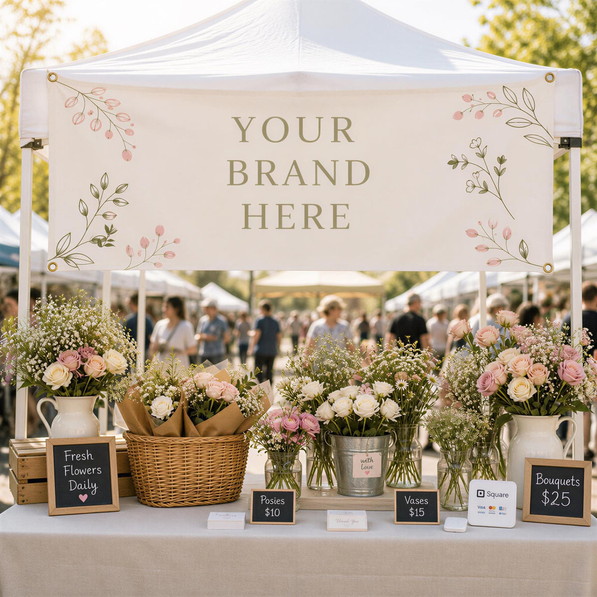 Custom Tent Banners, Vendor Canopy Display, Trade Fair Setup (Vinyl)
