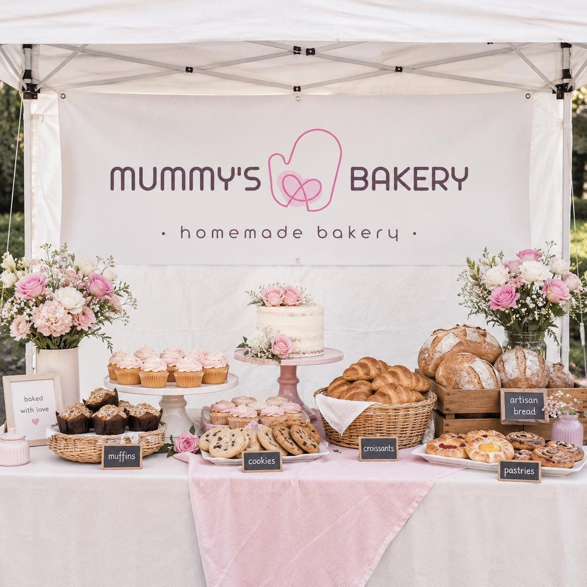 Custom Tent Banners, Vendor Canopy Display, Trade Fair Setup (Vinyl)
