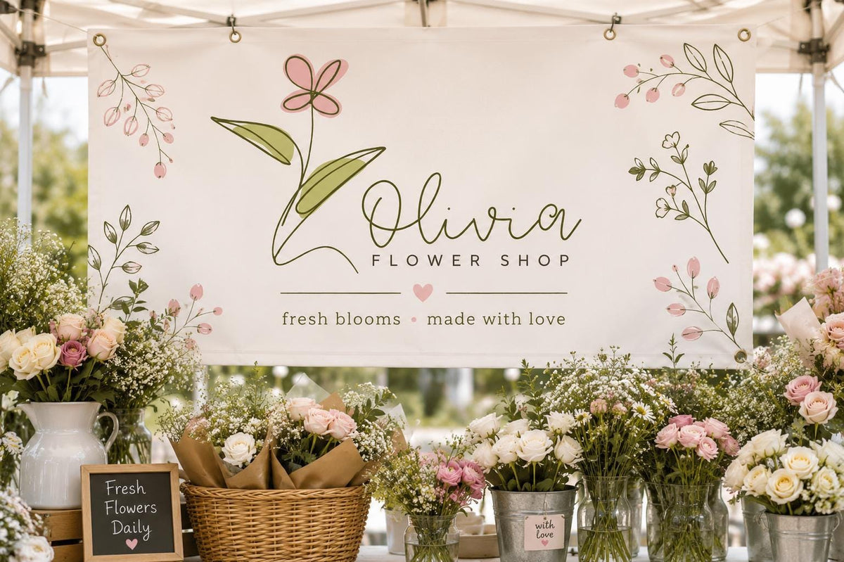 Custom Tent Banners, Vendor Canopy Display, Trade Fair Setup (Vinyl)