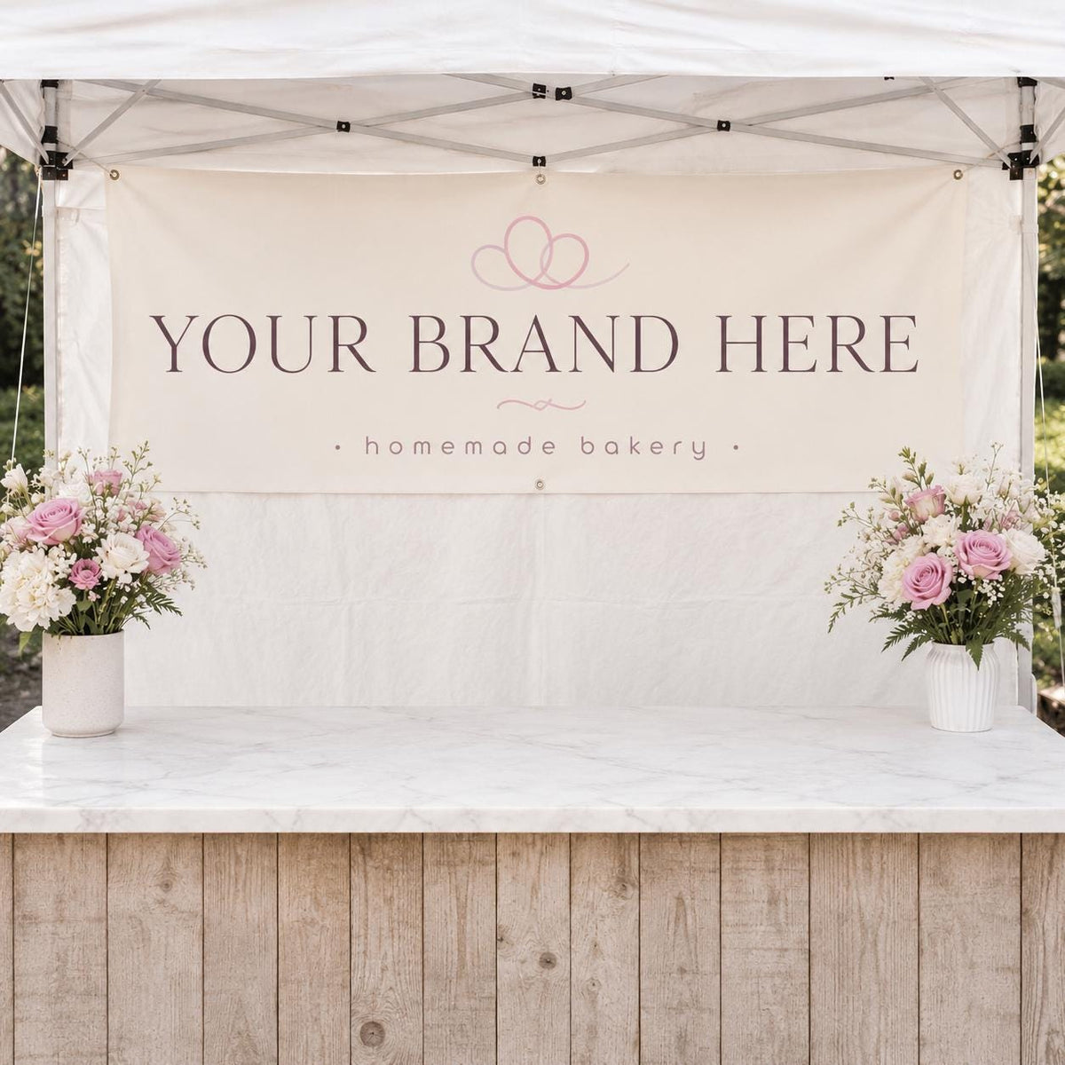 Custom Tent Banners, Vendor Canopy Display, Trade Fair Setup (Vinyl)