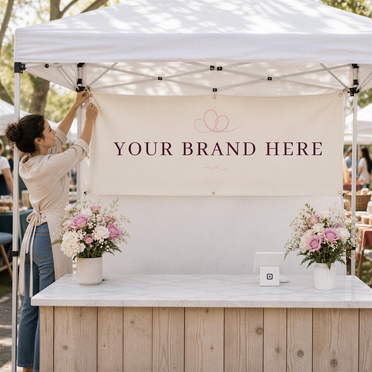 Custom Tent Backdrop Banner, Personalized Vendor Booth Banner, Market Stall Display Sign, Business Logo Canopy Banner, Craft Fair Backdrop