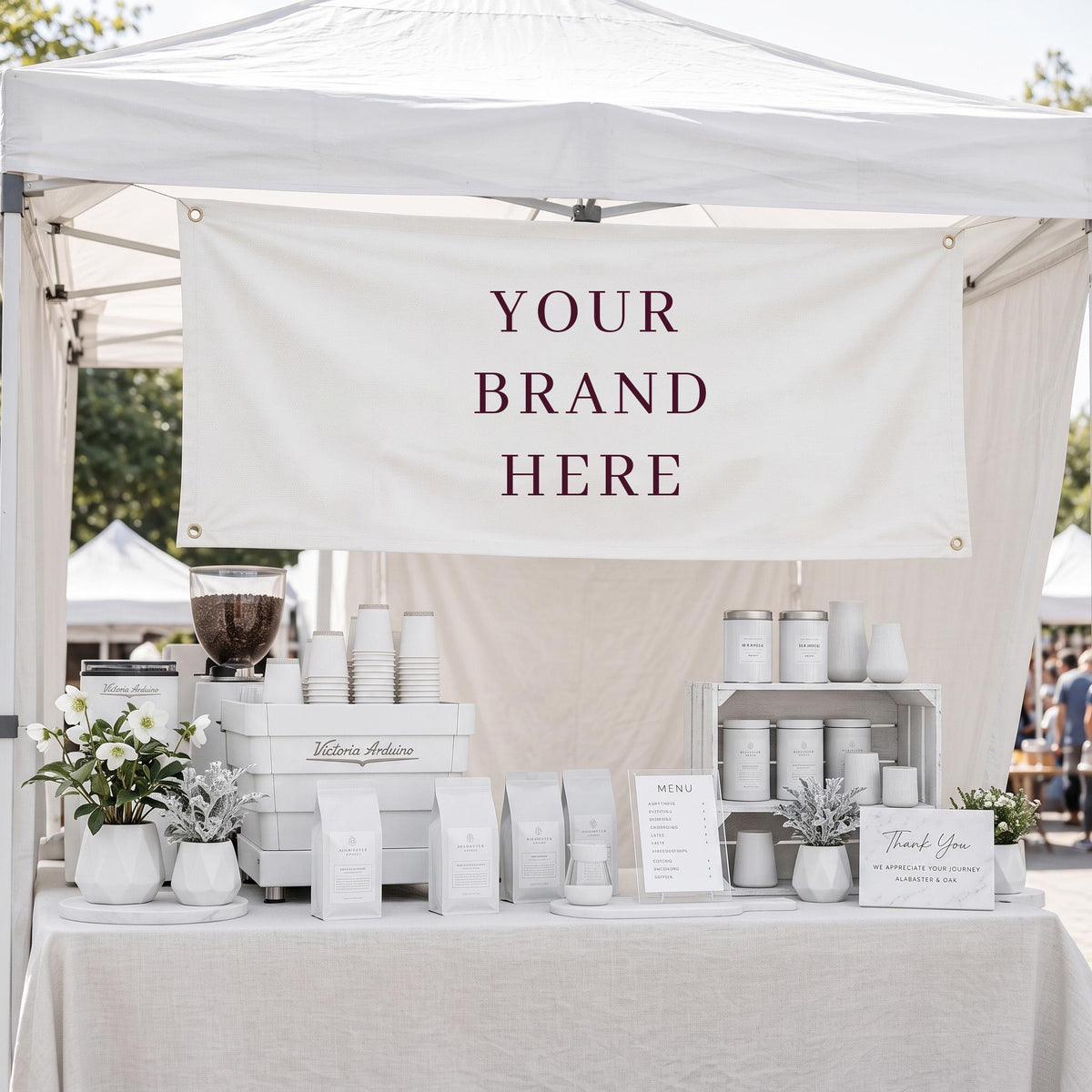 Custom Canopy Tent Banner Set, Small Business Backdrop, Table Runner (Candle Business)