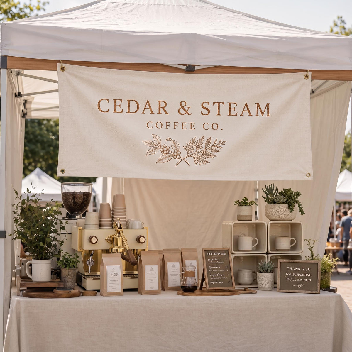 Custom Canopy Tent Banner Set, Small Business Backdrop, Table Runner (Candle Business)