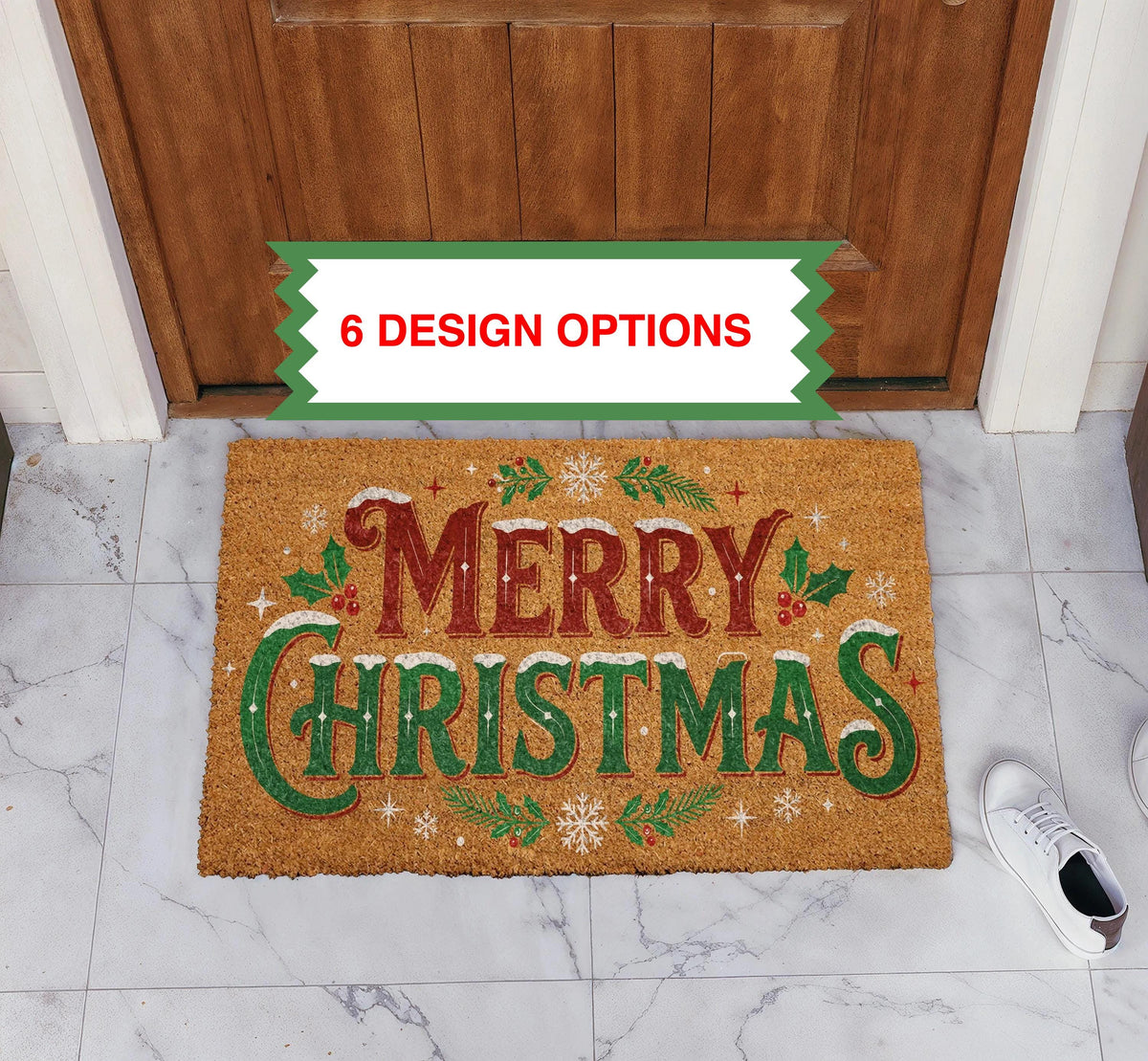 Design Optional Merry Christmas Doormat, Aesthetic Winter Holiday Welcome Mat