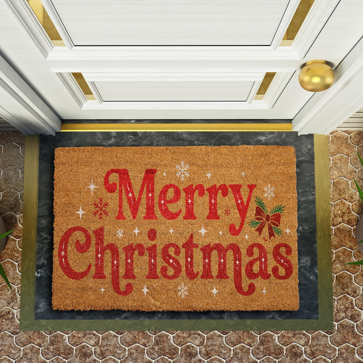 Design Optional Merry Christmas Doormat, Aesthetic Winter Holiday Welcome Mat