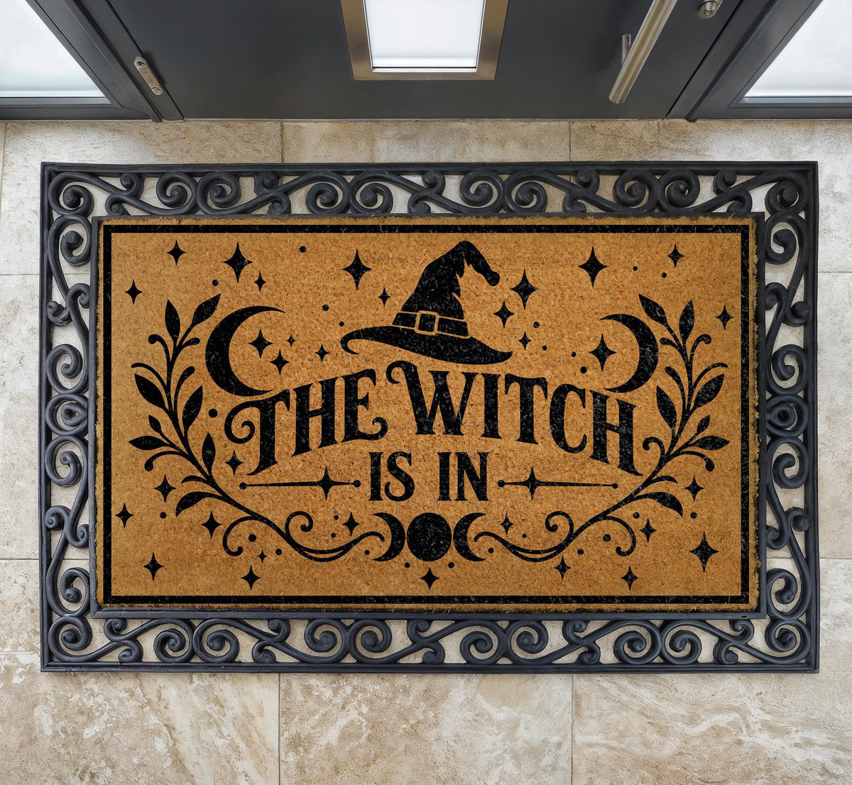 The Witch Is In Halloween Doormat, Spooky Coir Welcome Mat For Witchy Home Decor