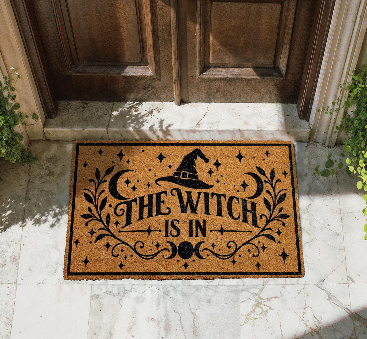 The Witch Is In Halloween Doormat, Spooky Coir Welcome Mat For Witchy Home Decor
