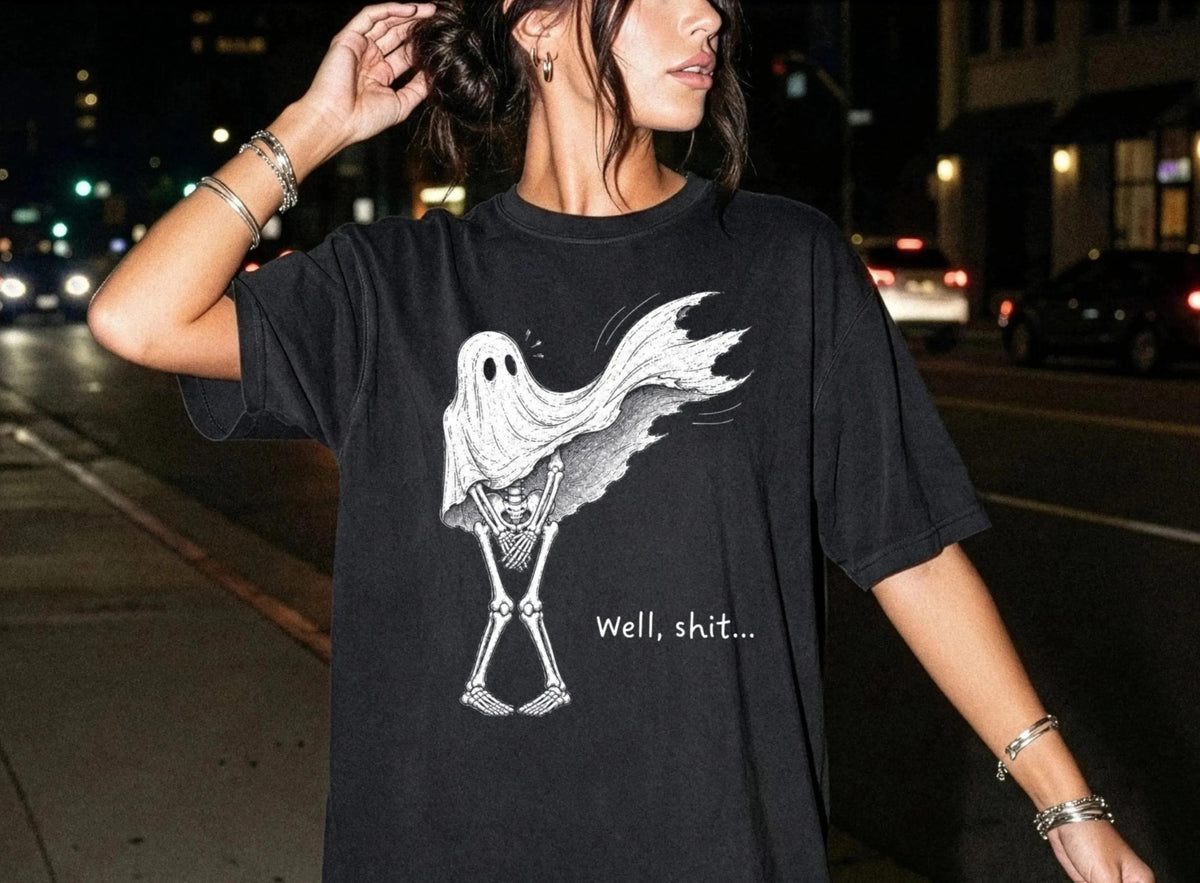 Ghost Skeleton Comfort Colors® Shirt, Dark Humor Halloween Tee, Spooky Season Gift Crewneck