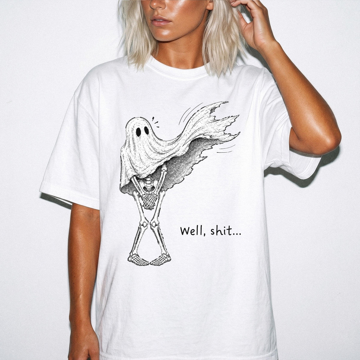 Ghost Skeleton Comfort Colors® Shirt, Dark Humor Halloween Tee, Spooky Season Gift Crewneck
