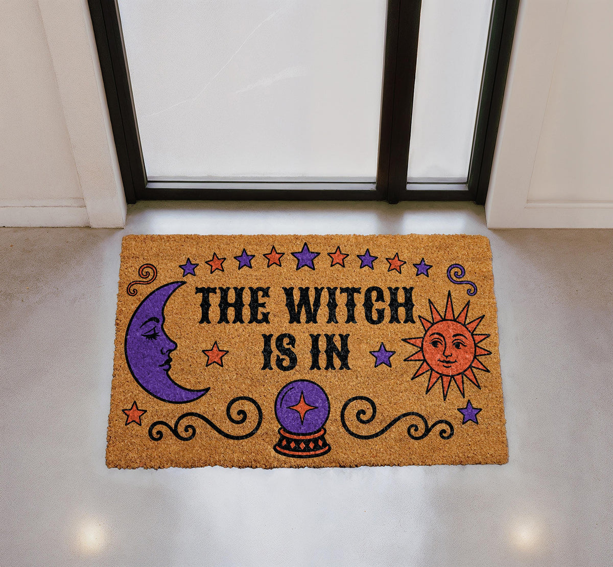 The Witch Is In Halloween Doormat | Spooky Coir Welcome Mat (18x30 inches)