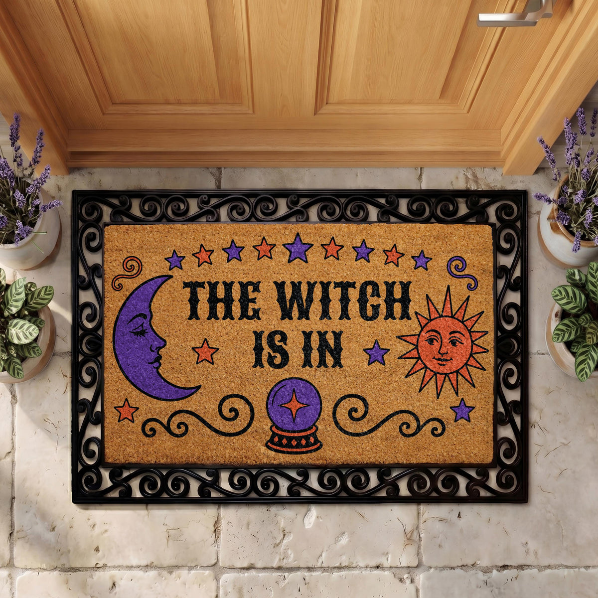 The Witch Is In Halloween Doormat | Spooky Coir Welcome Mat (18x30 inches)