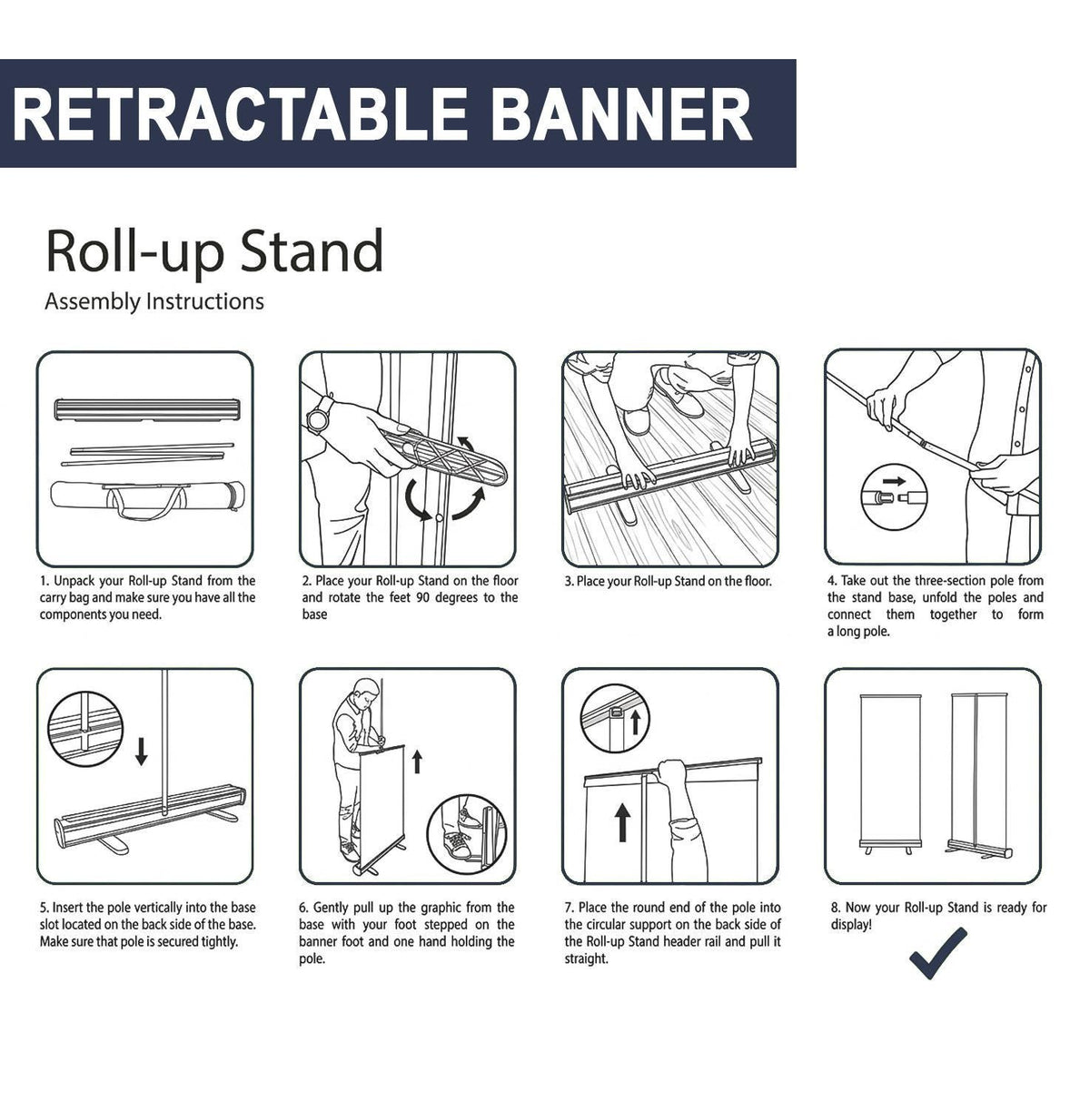 Custom Roll Up Banner, Retractable Display Stand, Trade Show Sign (33"x80")