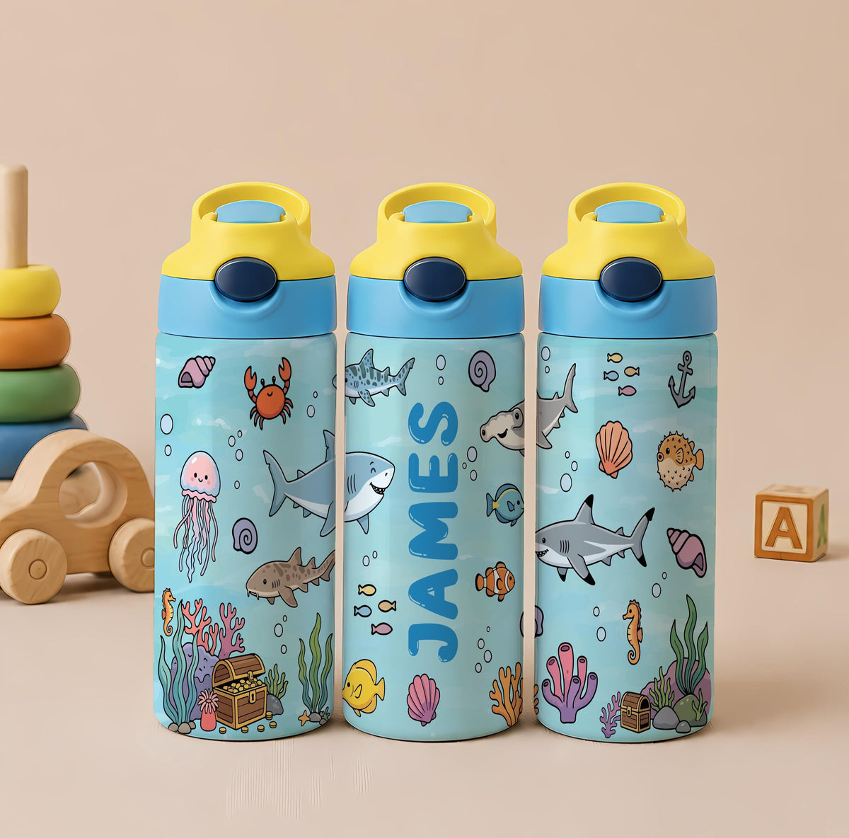 Personalized Kids Insulated Water Bottle, Custom Name Tumbler (First Day School Gift)