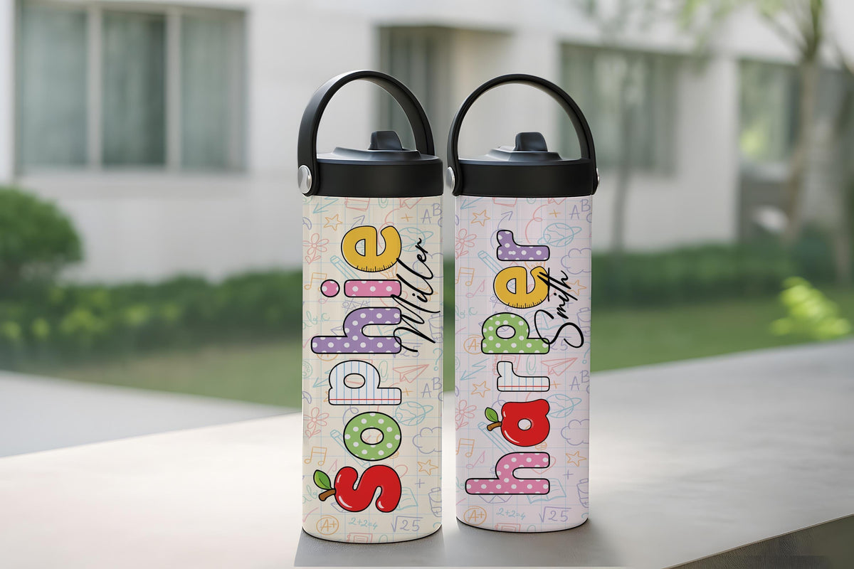 Custom Kids Tumbler With Handle 20oz - Personalized Back To School Gift - Stainless Steel Insulated Straw Cup
