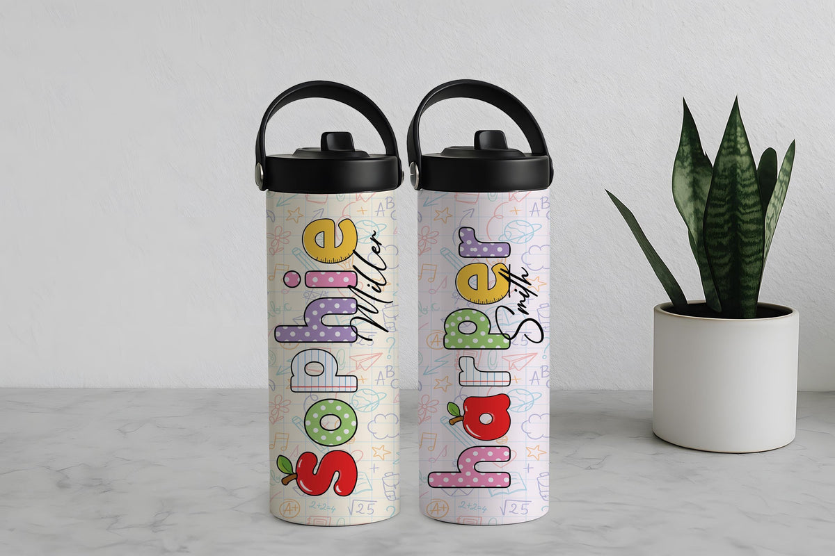 Custom Kids Tumbler With Handle 20oz - Personalized Back To School Gift - Stainless Steel Insulated Straw Cup