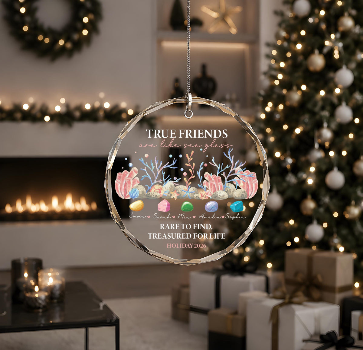 Personalized Sea Glass Ornament - True Friends Are Like Sea Glass - Custom Best Friend Gift - Friendship Keeps