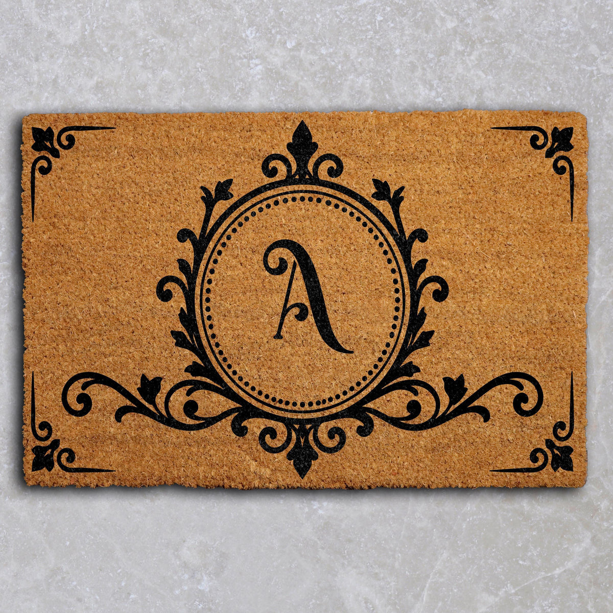 Personalized Monogram Doormat, Custom Initial Welcome Mat, Elegant Apartment Entryway Decor