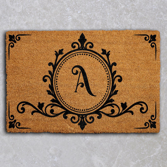 Personalized Monogram Doormat, Custom Initial Welcome Mat, Elegant Apartment Entryway Decor