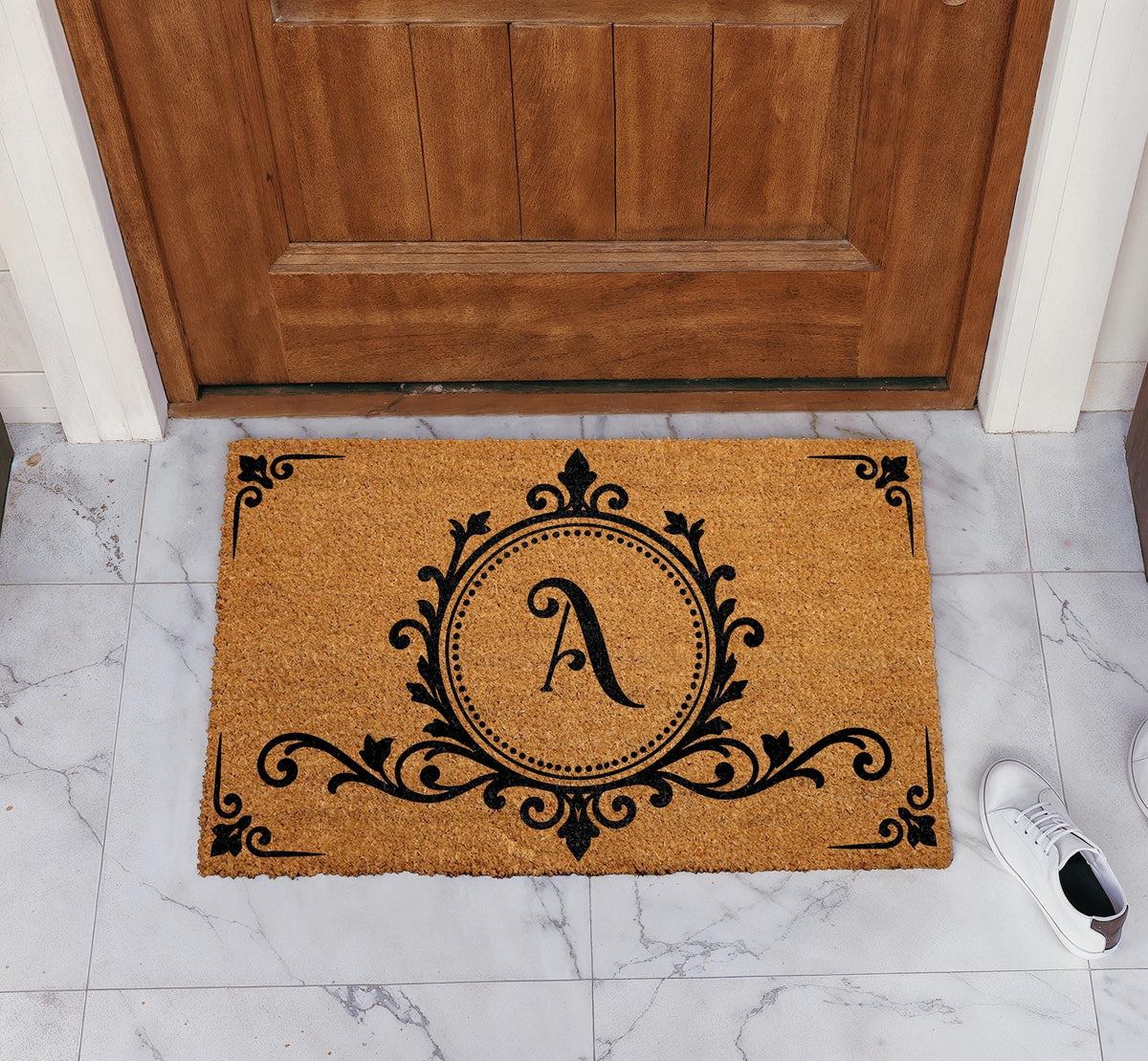Personalized Monogram Doormat, Custom Initial Welcome Mat, Elegant Apartment Entryway Decor
