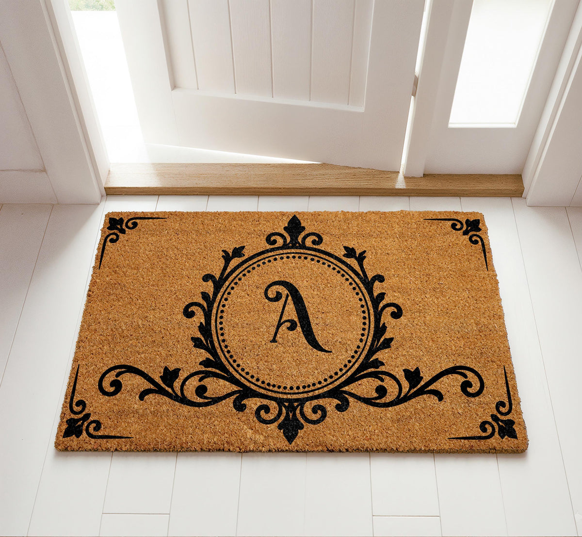 Personalized Monogram Doormat, Custom Initial Welcome Mat, Elegant Apartment Entryway Decor