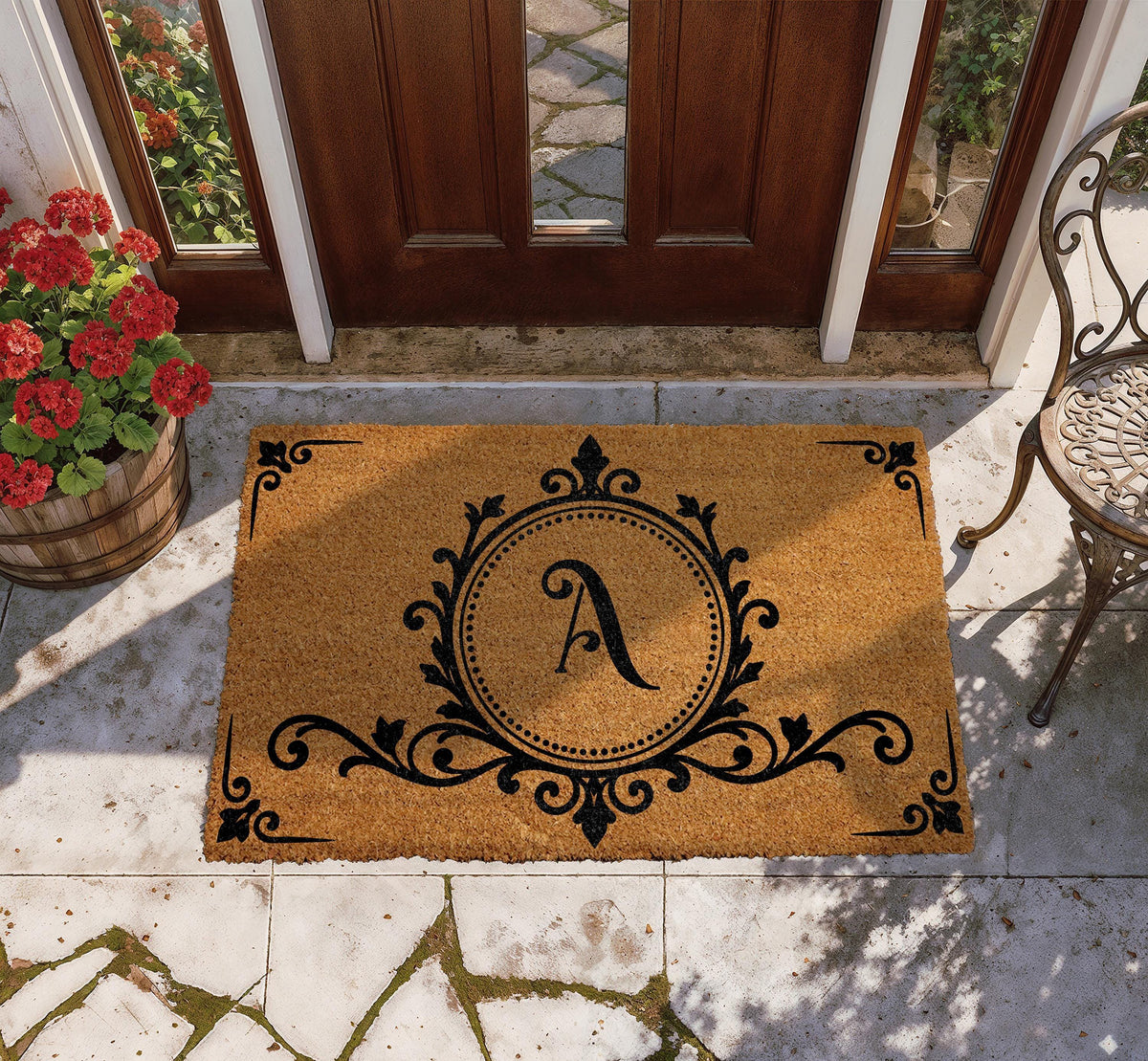 Personalized Monogram Doormat, Custom Initial Welcome Mat, Elegant Apartment Entryway Decor