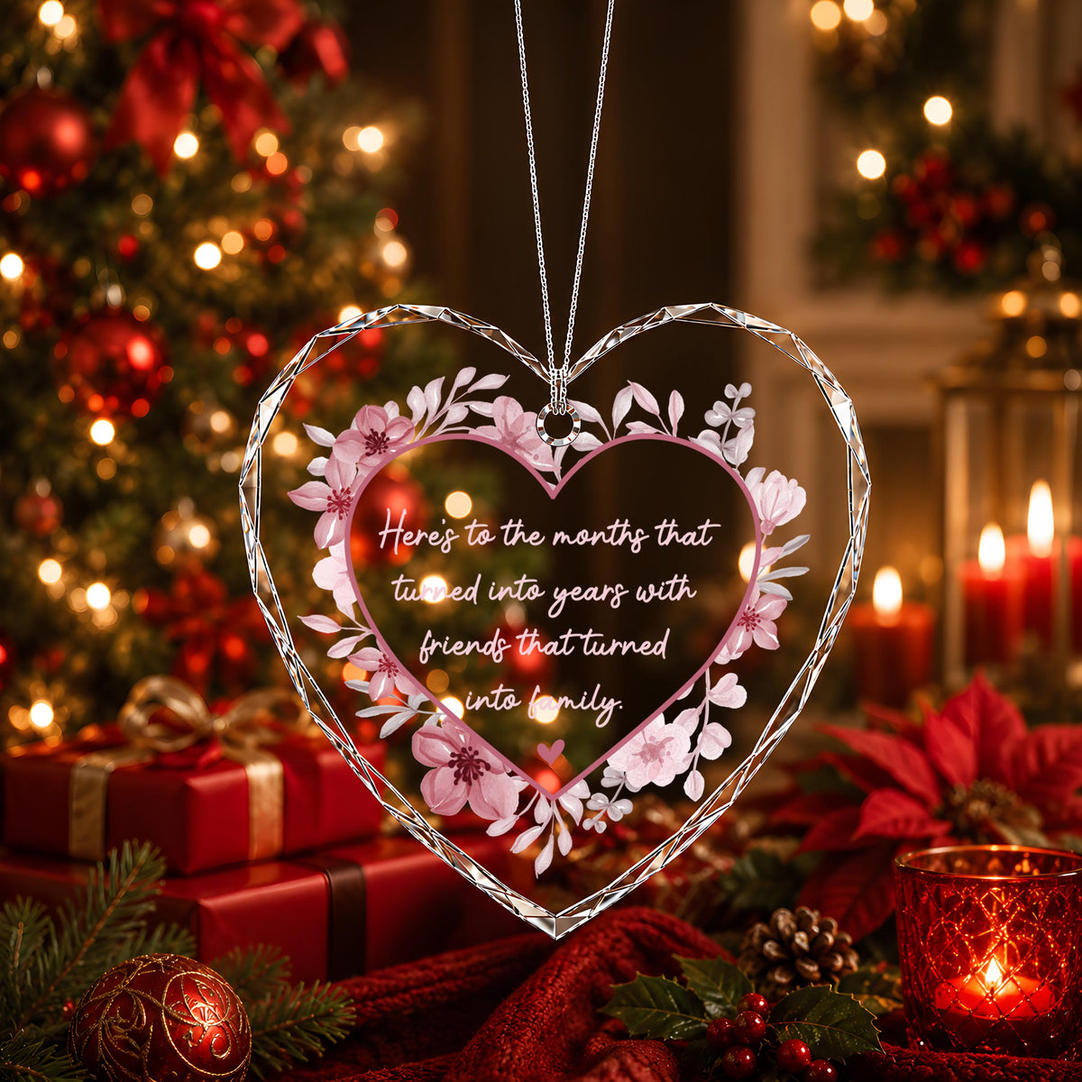 Friendship Christmas Ornament, Friends Turned Family Keepsake, Heart Shaped Tree Decor, Best Friend Gift, Meaningful Holiday Bauble