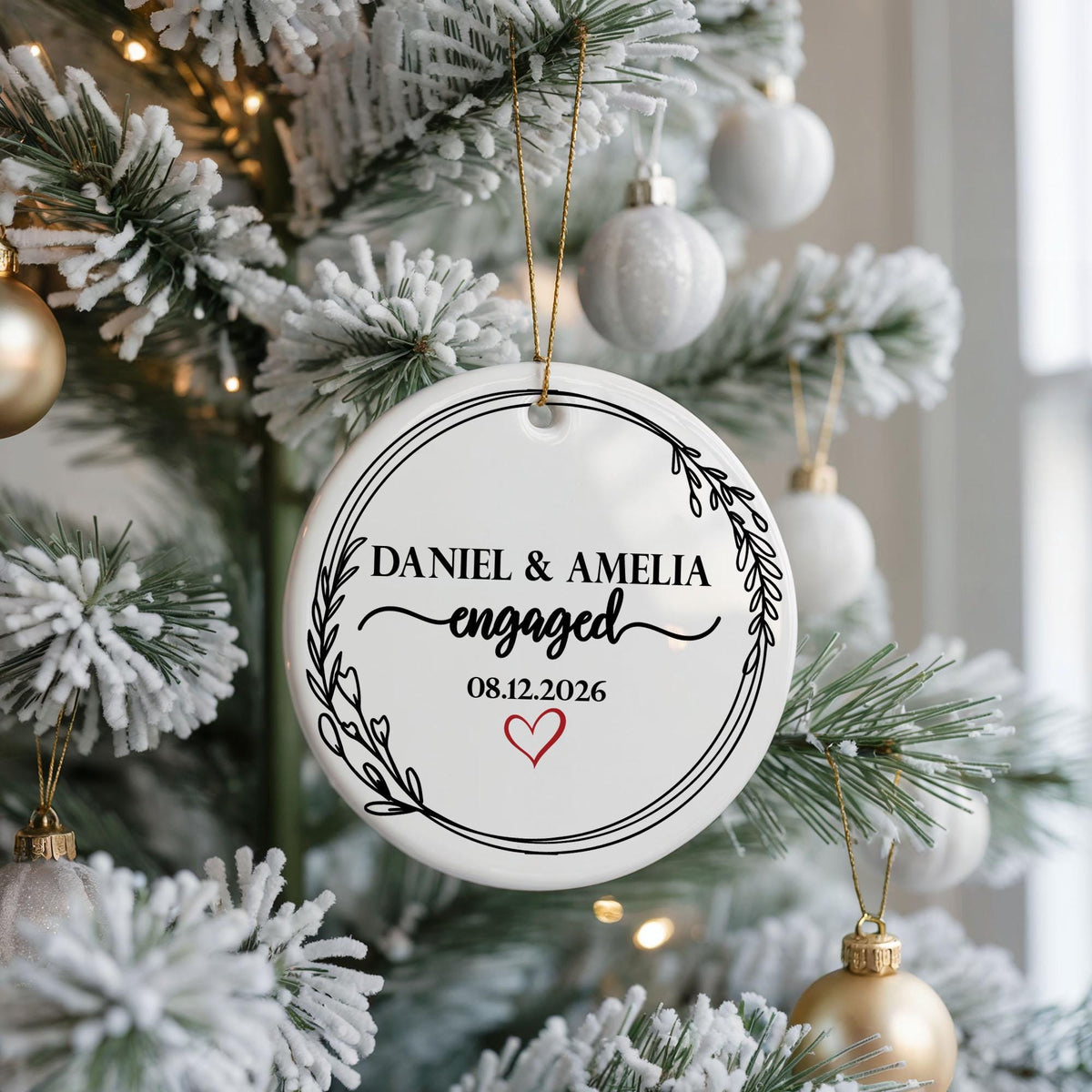 Custom Engagement Ornament, Personalized Map Keepsake, Engaged Couple Gift, First Christmas Engaged Bauble, Proposal Location Decor