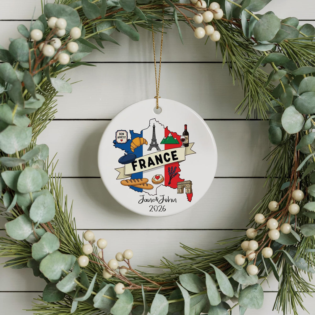 Personalized Italy Map Ceramic Ornament, Honeymoon Souvenir Keepsake (2026)