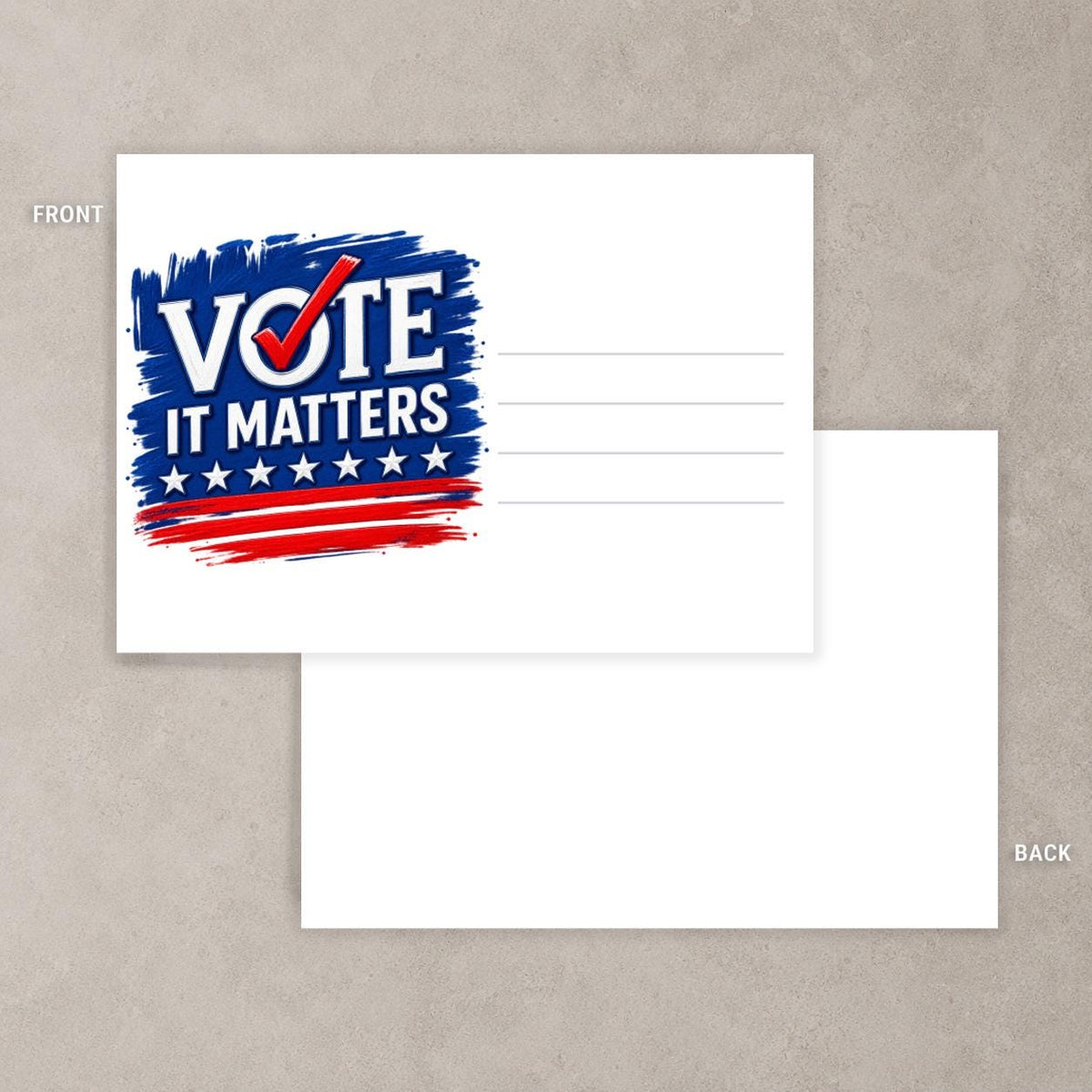 Vote It Matters Election Postcards, 4x6 Voter Mailers (Blank Back)
