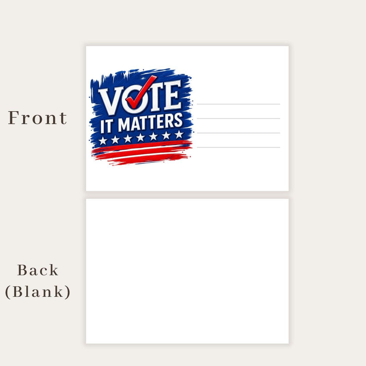 Vote It Matters Election Postcards, 4x6 Voter Mailers (Blank Back)