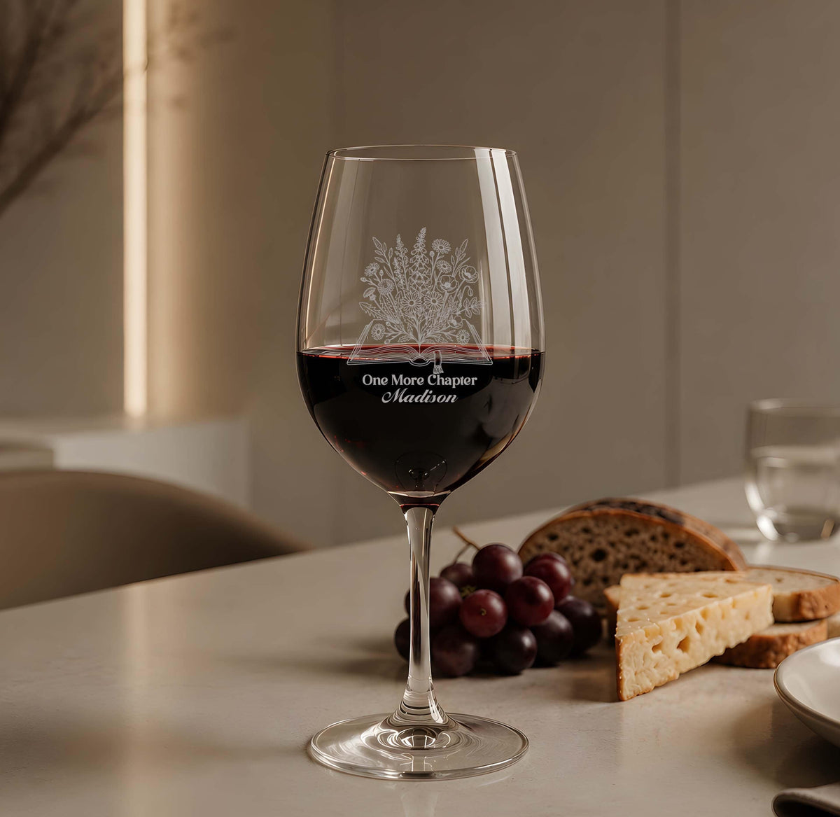 Custom Name One More Chapter Wine Glass, Personalized Engrave Romance Reader Gift