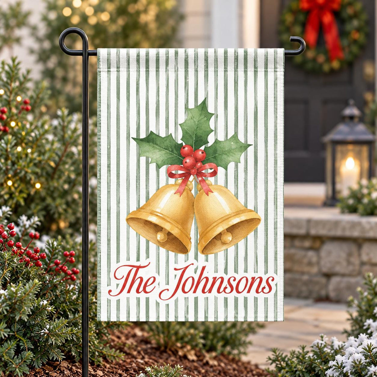 Custom Christmas Garden Flag, Personalized Winter Yard Decor (Vinyl)