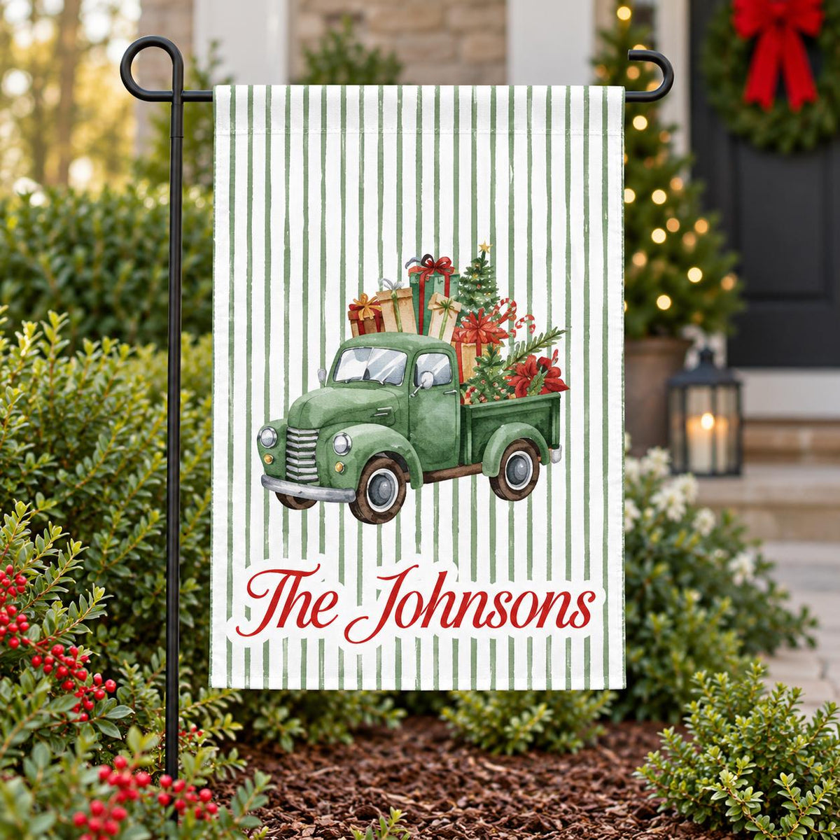 Custom Christmas Garden Flag, Personalized Winter Yard Decor (Vinyl)