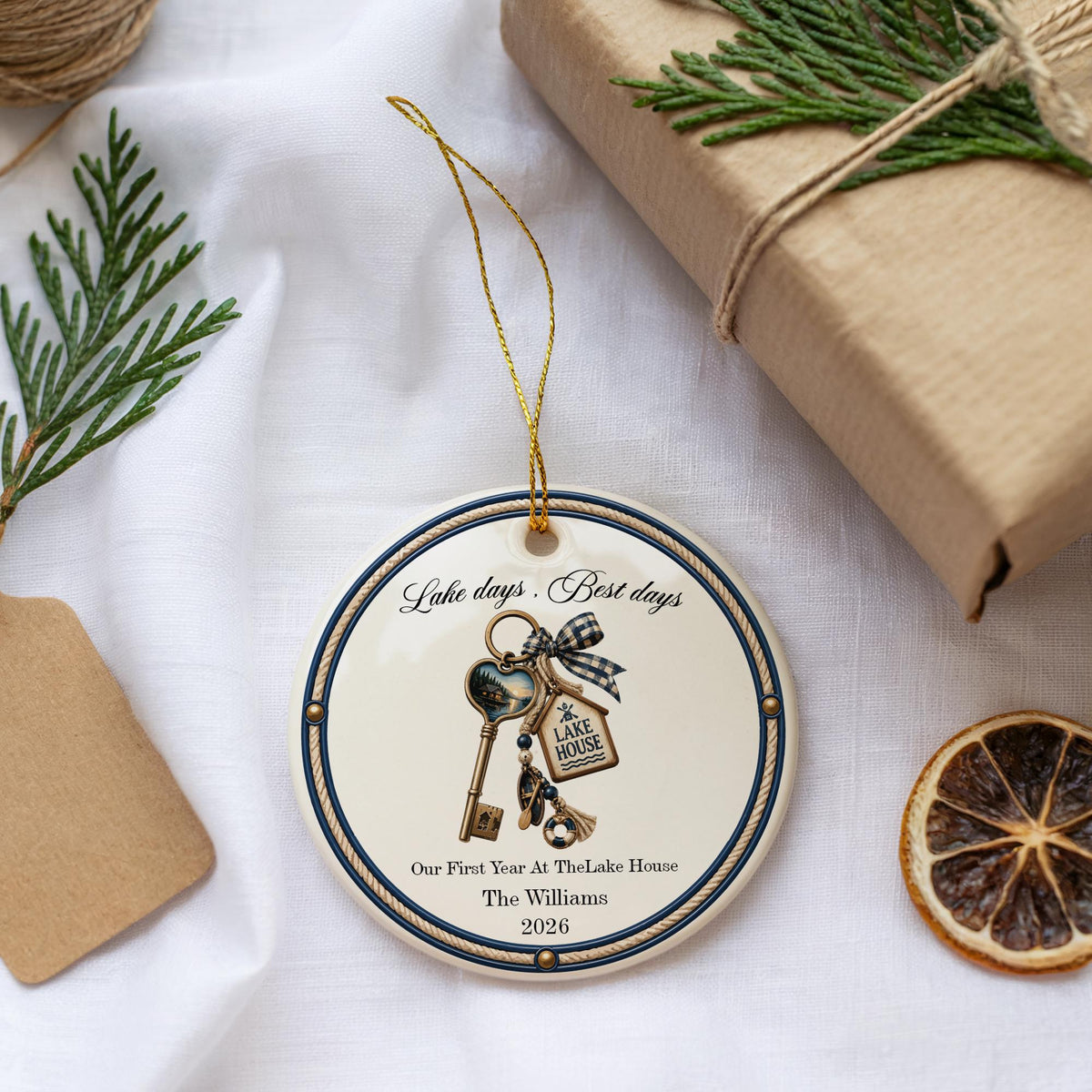 Personalized Lake House Ornament, First Year at the Lake Christmas Keepsake 2026