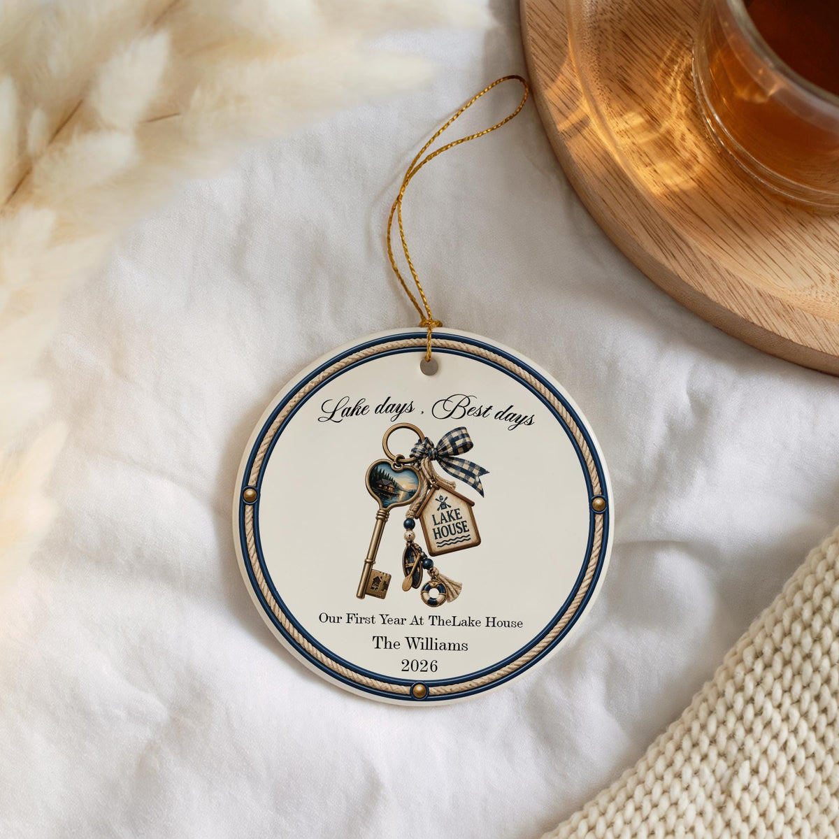 Personalized Lake House Ornament, First Year at the Lake Christmas Keepsake 2026