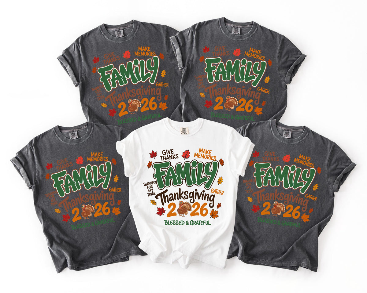 Thanksgiving Family Comfort Colors® T-Shirt, Turkey Thanksgiving 2026 Shirt, Funny Thanksgiving Matching Gift Tee