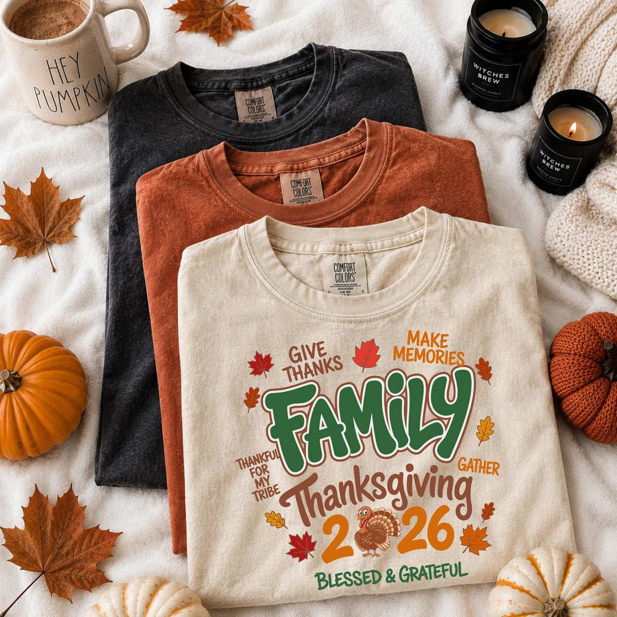 Thanksgiving Family Comfort Colors® T-Shirt, Turkey Thanksgiving 2026 Shirt, Funny Thanksgiving Matching Gift Tee