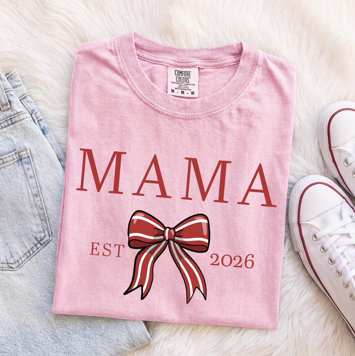 Christmas Family Comfort Colors® Shirt, Santa Dada & Bow Mama Shirt, Holiday Family Matching Gift