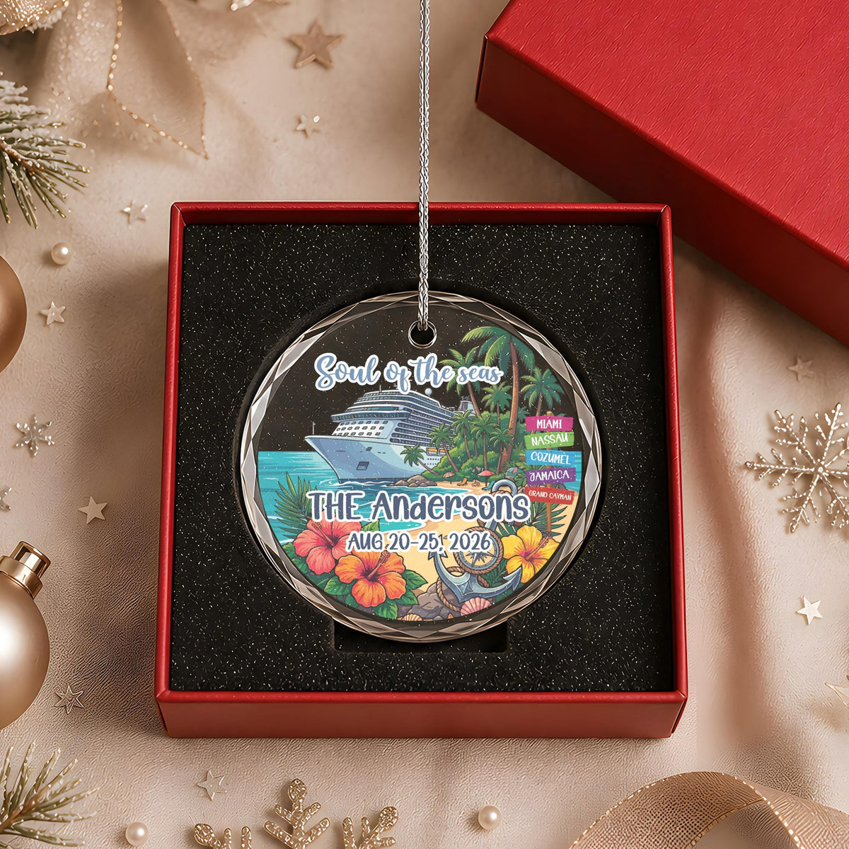 Personalized Family Cruise Ornament, Custom Cruise Ship Vacation Keepsake