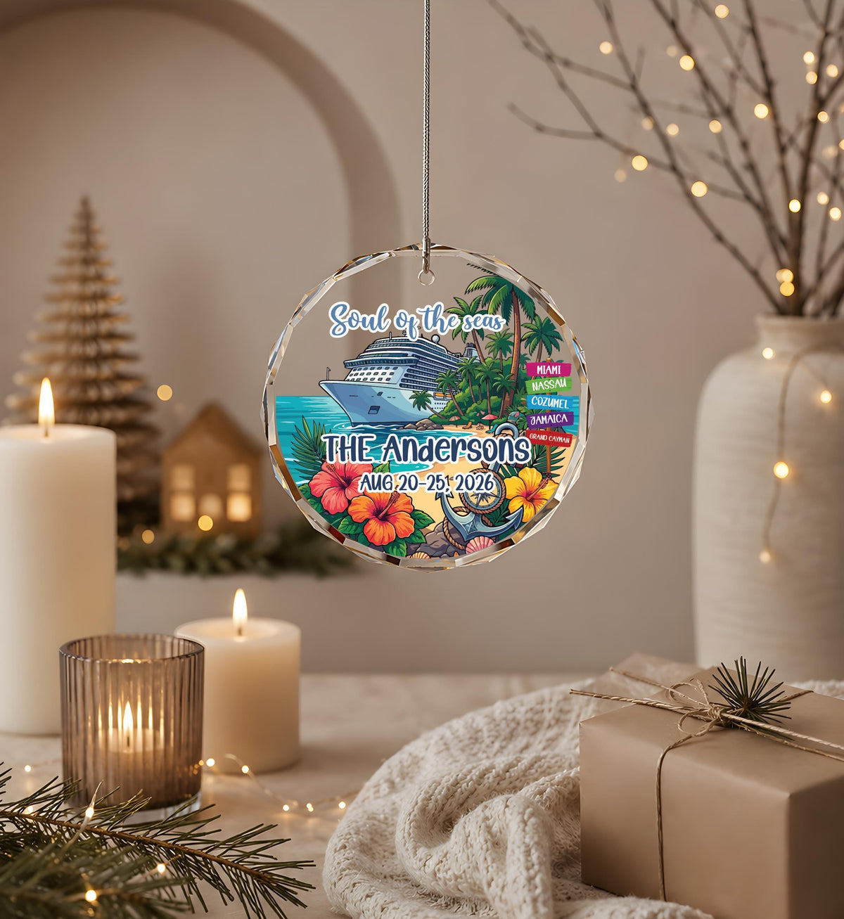Personalized Family Cruise Ornament, Custom Cruise Ship Vacation Keepsake
