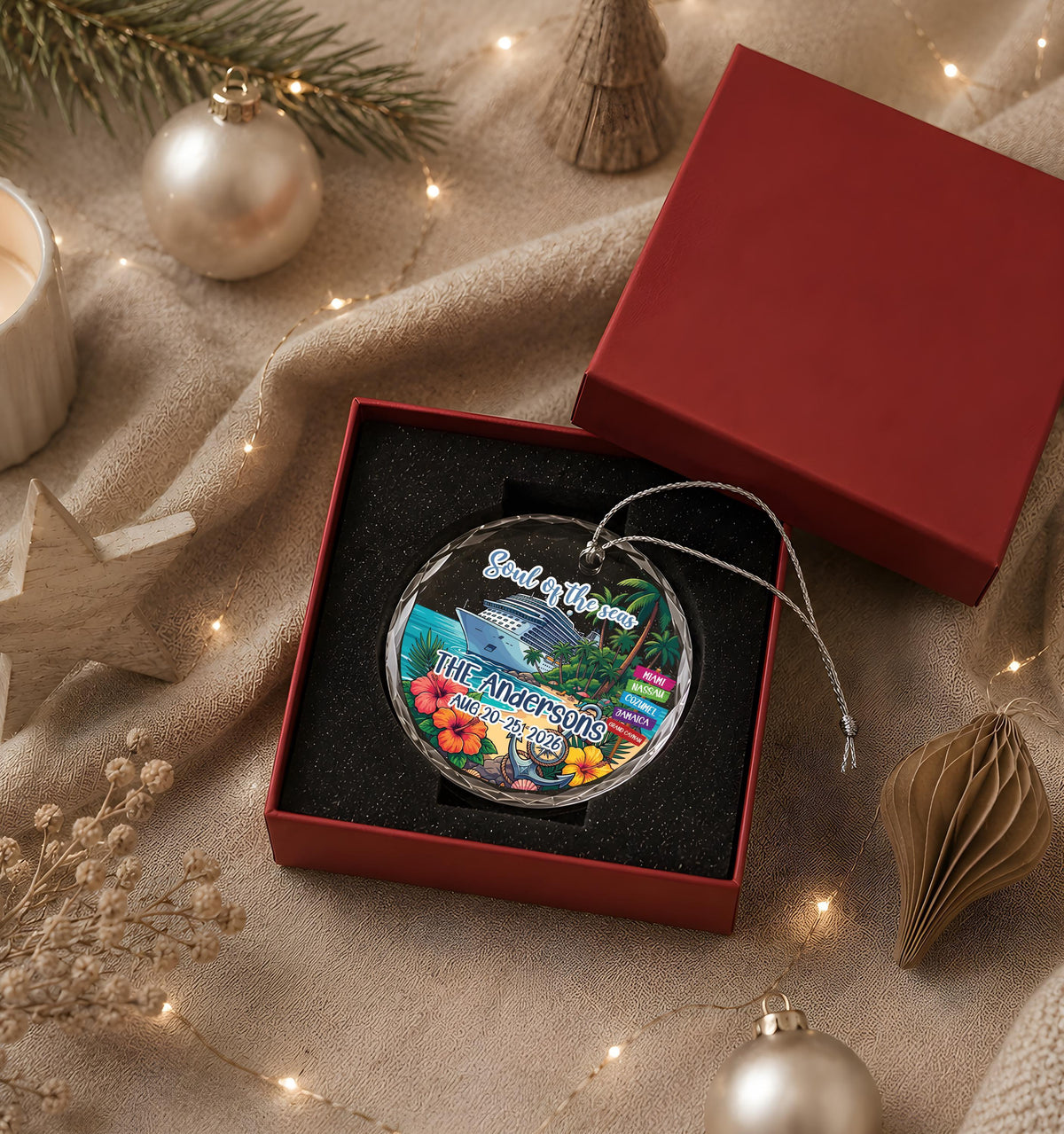 Personalized Family Cruise Ornament, Custom Cruise Ship Vacation Keepsake