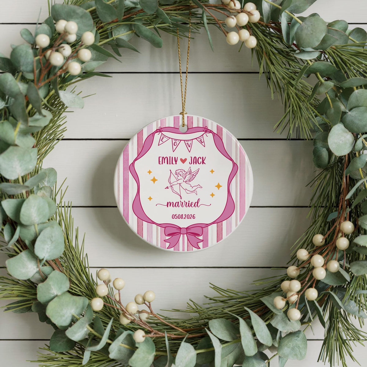 First Christmas Married Ornament, Mr and Mrs Wedding Keepsake