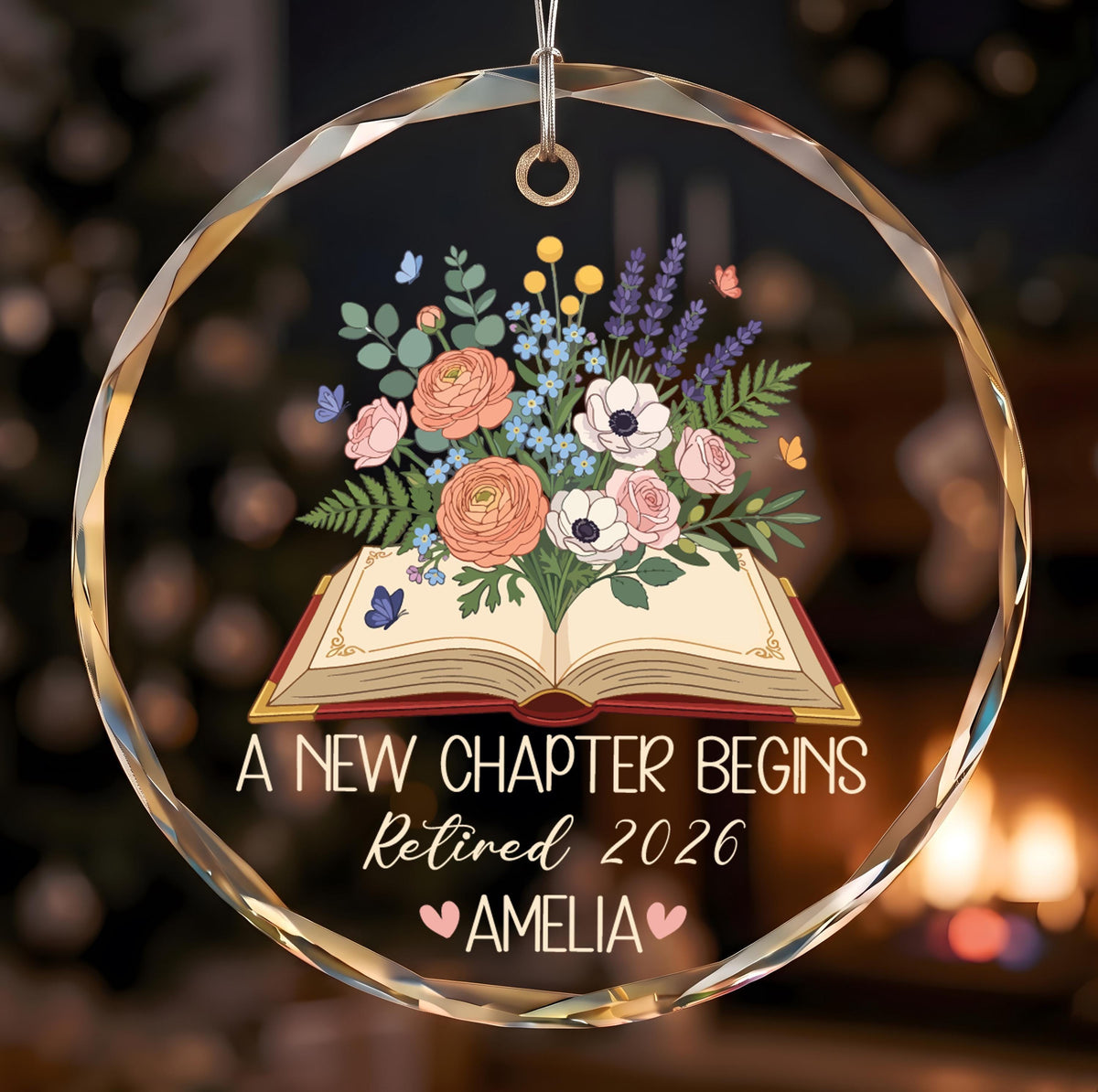 Personalized Retirement Ornament, A New Chapter Begins Gift, Book Lover Retired Keepsake