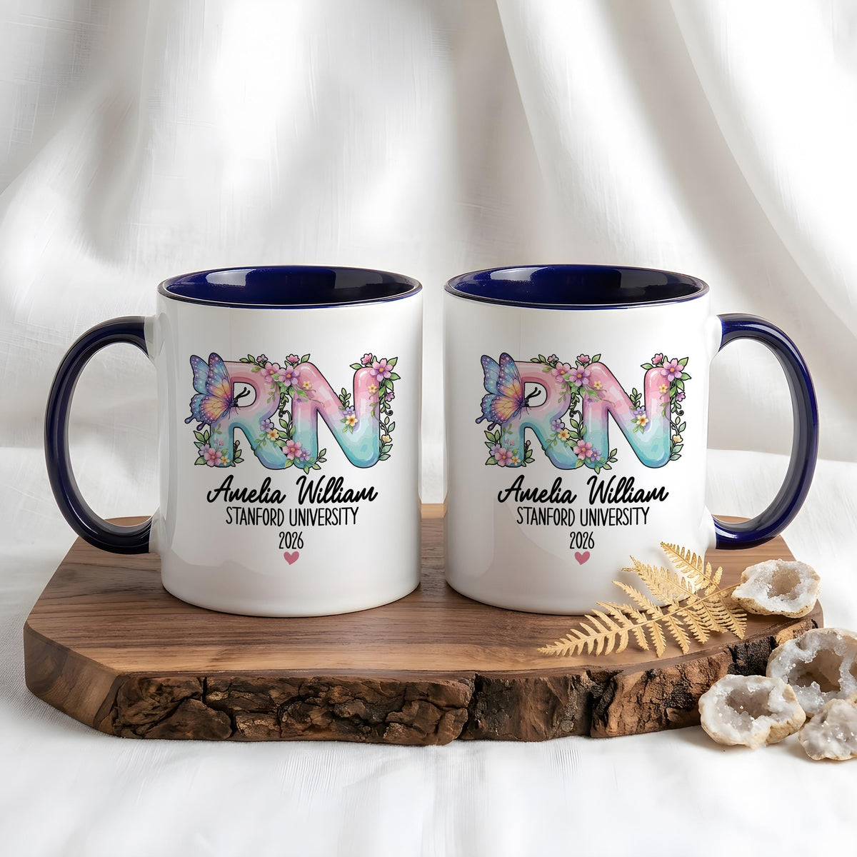 Personalized Floral RN Graduation Mug, Custom Nurse Coffee Cup, Nursing School Grad Gift