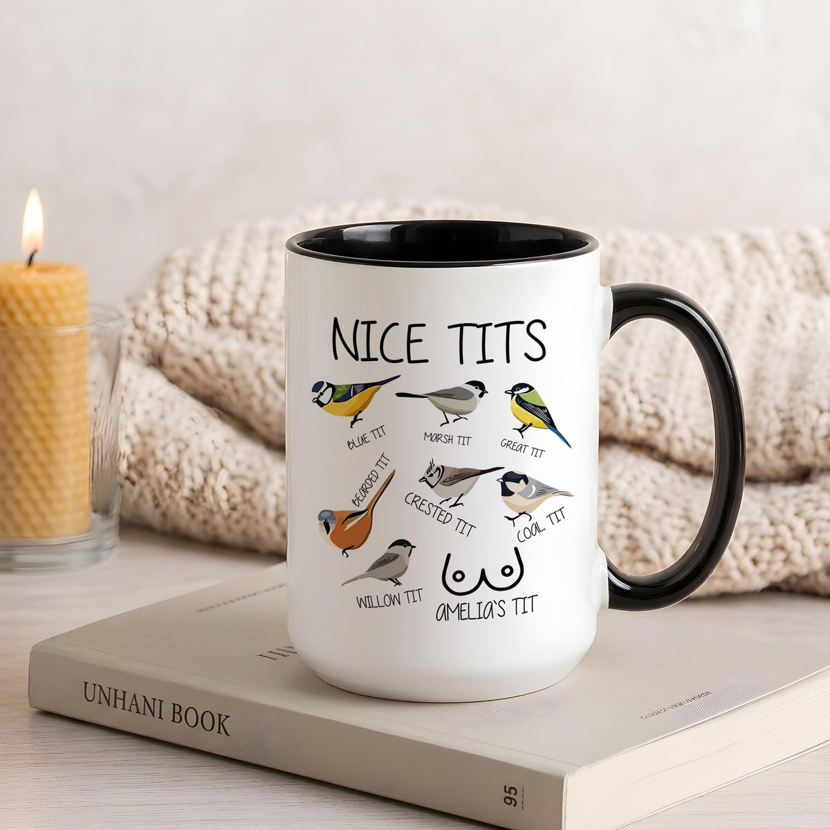Funny Bird Watching Mug, Custom Name Coffee Cup, Gag Gift for Her (11oz)