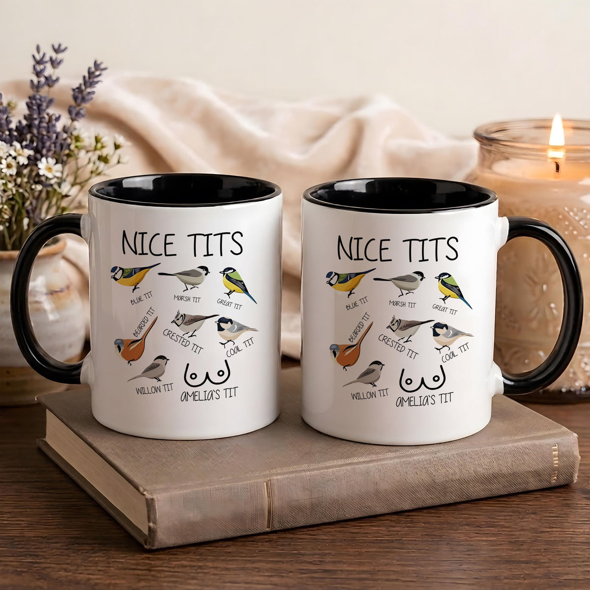 Funny Bird Watching Mug, Custom Name Coffee Cup, Gag Gift for Her (11oz)