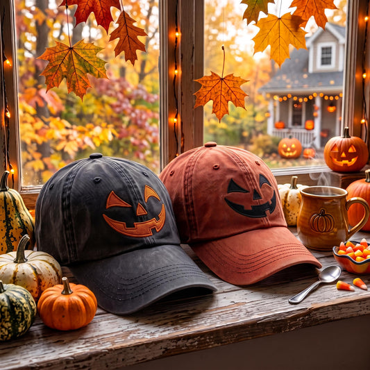 Embroidered Jack-o-Lantern Pumpkin Baseball Cap, Spooky Season Halloween Hat